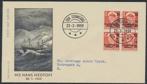 GROENLANDIA. FDC 1959 23 de febrero. 30+10 Øre rojo caridad, bloque de 4 (PK1288) - Imagen 1 de 1
