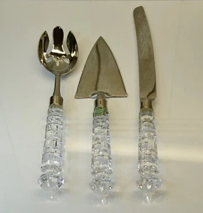 3 Piece Shannon Crystal Serving Set Cake Knife Serving Spoon Pie / Cake Server - Picture 1 of 13