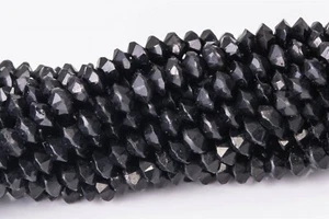3x2MM Natural Black Obsidian Beads Grade A Faceted Rondelle Loose Beads 15" - Picture 1 of 3