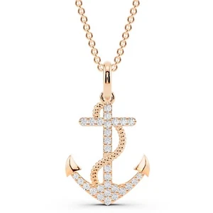 Collar de anclaje de cuerda retorcida real de 0,12 quilates para mujer enchapado en oro de 14 k plateado - Imagen 1 de 15