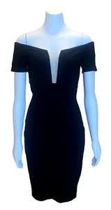 Vestido de cóctel Jump Apparel para mujer con inserción de malla fuera del hombro NEGRO 3/4 - Imagen 1 de 2