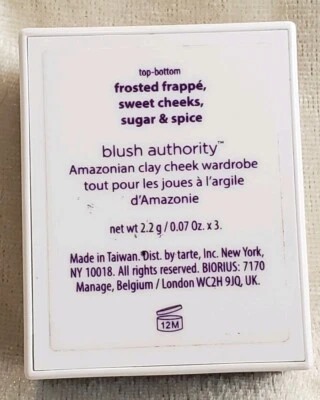 Armario TARTE Blush Authority FROSTED FRAPPE DULCES MEJILLAS AZÚCAR ESPECIA Increíble Arcilla Foto 1 de 4
