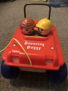 VINTAGE 1973 Fisher Price "Bouncing Buggy" RED pull behind toy  - Bild 1 von 6