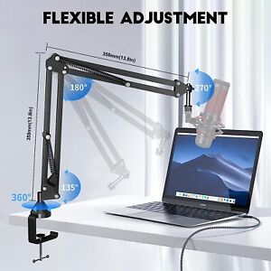 Adjustable Suspension Boom Scissor Arm Stand - Microphone Arm Desk Stand Mic