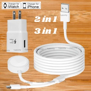 USB Magnetic Charger Cable Power Adapter For Apple Watch 6/5/4/SE iPhone 6 7 8 X - Picture 1 of 16