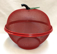 Decorative Apple Shaped Mesh Basket to Store Fresh Fruit Red Green 9 1/2" Tall