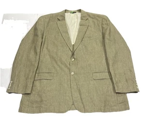 Haspel Men's Tan 100% Linen 2 Button Suit Jacket Blazer Sports Coat Size 48L - Picture 1 of 9