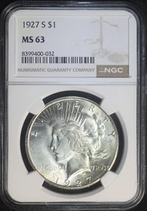 1927 S Peace Silver Dollar NGC MS63 Choice BU Key Date - Picture 1 of 2