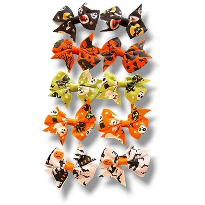 Juego de 10 pinzas para lazos de pelo de Halloween accesorios araña fantasmas calabaza gatos murciélagos Foto 1 de 2