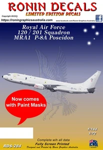 1/72 Ronin DecalsRDS-284 RAF 120 / 201 Sq P-8A Poseidon Decals  and PM - Picture 1 of 7