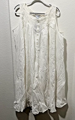 NWT April Cornell Nightgown Dress White Embroidered Lace Sleeveless XXL Cotton - Image 1 of 4