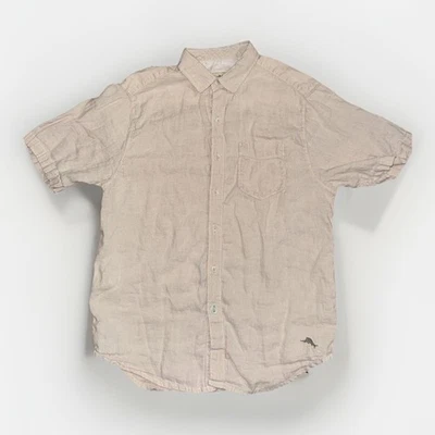 Tommy Bahama Linen Short Sleeve Button Shirt Tan Small 100% Linen 19x27 - Image 1 of 4