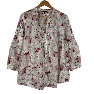 Talbots Damen 100 % Baumwolle Bluse 3/4 Arm Mehrfarbig Blumenmuster Größe 2X - Bild 1 von 6