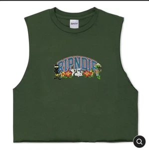 SUMMER FRIENDS CROPPED TANK (OLIVE) XL - Picture 1 of 4