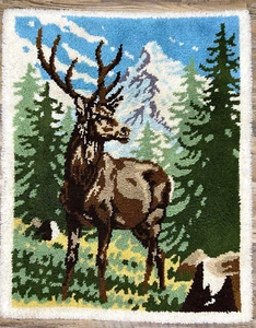 Acabado Gancho de Cierre MARAL STAG Alfombra / Colgante de Pared Buck Deer Montañas 39" x 49" - Imagen 1 de 11