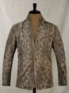 Brand New Men's Dark Brown Python Leather Blazer 100% Real Lambskin Coat Blazer - Picture 1 of 9