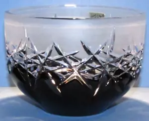 CAESAR CRYSTAL Black Bowl Hand Cut to Clear Overlay Czech Bohemian Cased NIB - Picture 1 of 4
