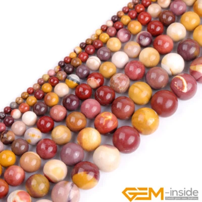 Contas redondas de jaspe de mookaite de pedra natural para fazer joias 15"4mm 6mm 8mm 10mm - Imagem 1 de 4