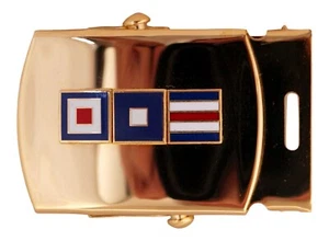 Maßgeschneidert Militärstil, Messingschnalle, Wählen Sie 3 Code Flagge Initialen - Bild 1 von 1