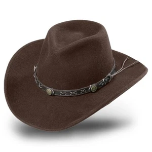 Wollhut Westernhut Cowboyhut Country Outdoor Stars & Stripes »WALKER« Braun - Picture 1 of 1