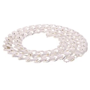 925 Sterlingsilber Massiv Kubanisches Glied Kette Halskette 14 mm 18 Zoll 158 Gramm - Bild 1 von 3