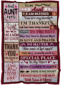 Aunt Gifts Blanket from Niece Nephew, Best Aunt Ever Gifts, to My Aunt Blanket, - Picture 1 of 9