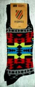 MENS K-SWISS WESTERN TRIBAL BLACK CREW SOCKS ONE SIZE - Picture 1 of 1