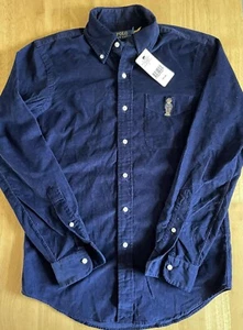 NWT Polo Ralph Lauren Polo Bear Men’s Corduroy Button Up Navy Shirt Sz XS - Picture 1 of 3