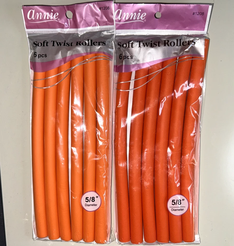 BRAND NEW ANNIE #1208 SOFT TWIST ROLLERS 5/8" x 10" 6PCS ORANGE FOAM ROLLERS - Image 1 of 1