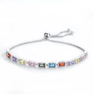 Exquisita pulsera de tenis ajustable de plata de ley 925 con circonitas austriacas - Imagen 1 de 4