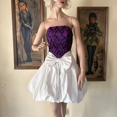 Mini Vestido Falda Burbuja Sin Tirantes Icónico Años 80 De Colección Regreso a Casa Baile de graduación S Foto 1 de 4