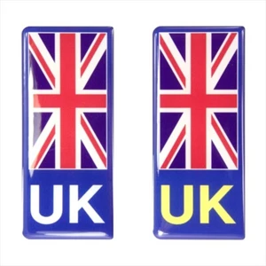 2x 98x42 mm UK Union Jack Flag Car Number Plate Gel Domed Stickers Decal Badge - Picture 1 of 2