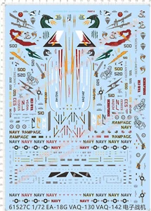 1/72 EA-18G Growler F/A-18F Super Hornet VAQ-130 142 Markings Water Slide Decal - Picture 1 of 1