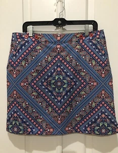 EP Pro Women's Size 12 Skort Blue Multi Paisley Button Pockets Athletic Golf - Picture 1 of 14