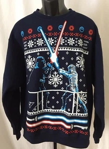 Fifth Sun Star Wars Ugly Fued Men's Size Large Holiday Navy Sweatshirt NWT - Picture 1 of 5