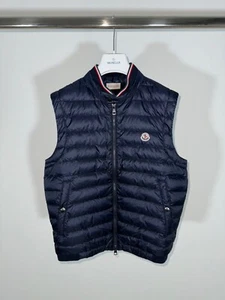 Moncler Maglia Gilet Vest Size M (fits S) Navy Blue - Picture 1 of 10