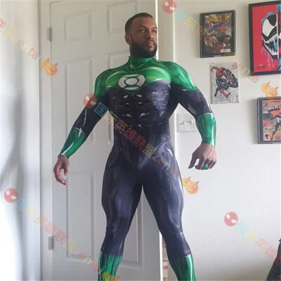 Green Lantern Costume Cosplay Jumpsuit Superhero Halloween Zentai Adult/Kids - Image 1 of 2