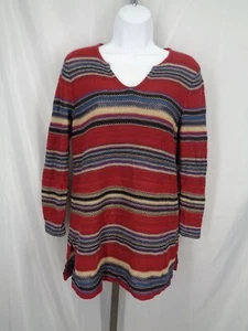 Lauren Ralph Lauren Stripe Cotton Linen Knit Tunic Top Size Medium - Picture 1 of 9