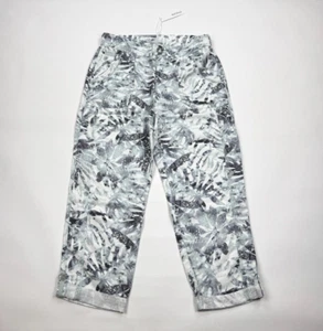 Chicos Linen Blend Palms Rolled Hem Crops Pant Women 10 NWT Pocket Elastic waist - Picture 1 of 13
