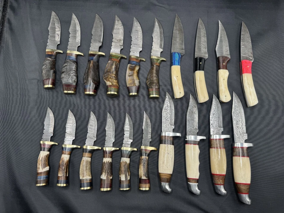 Lot of 20, 6''&8'' Mix,Handmade Damascus Steel knife| Stag, Ram Horn,Bone| AS-39 - Image 1 of 4