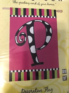 Evergreen Twirly Curly Monogram P House Flag New - Picture 1 of 3