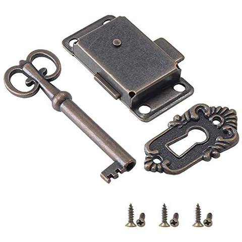 Antique Cabinet Lock, Flush Mount Case Box Lock, Furniture Decorative Lock 1 Cover