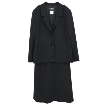 Chanel Setup Suit Jacket Skirt Black 98A #38 185434 - Image 1 of 4