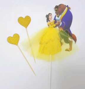 3pcs Beauty and the beast cake topper Belle toppers Disney Princess Fairytale - Picture 1 of 4