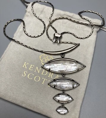 Collar Kendra Scott Morris Declaración Crackle Madreperla Plata Antigua Foto 1 de 4