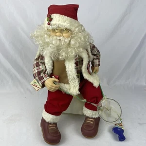 telco motionette Christmas Santa Ice Fishing Missing Pond Vintage 18 Inch - Picture 1 of 10