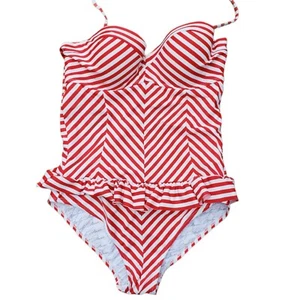 Marilyn Monroe Women's Sz S Red White Candy Striped Swim Suit Sexy Retro One PC - Picture 1 of 10