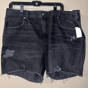 NWT Old Navy Black Jean Shorts Size 2 Slouchy Straight Cut Off High Waisted - Picture 1 of 4