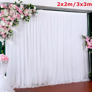 XXL Hintergrund Hochzeit Vorhang Fotografie Weiß Vorhänge Hochzeitsdeko 2/3/6m - Bild 1 von 15