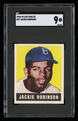 1948-49 Leaf #79 Jackie Robinson cartão de novato SGC 9 - Grau recente - Melhor conhecido - Imagem 1 de 2